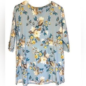 J. Jill Luxe Suprima Blue floral pleat-back tunic Women’s size M